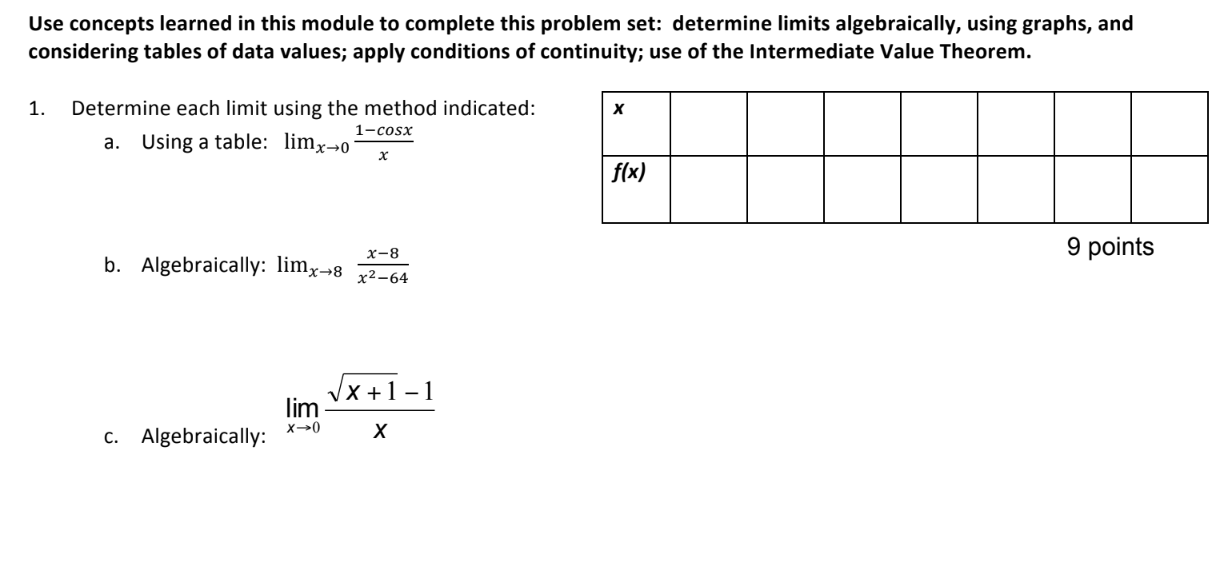  Use concepts learned in this module to complete this problem set: