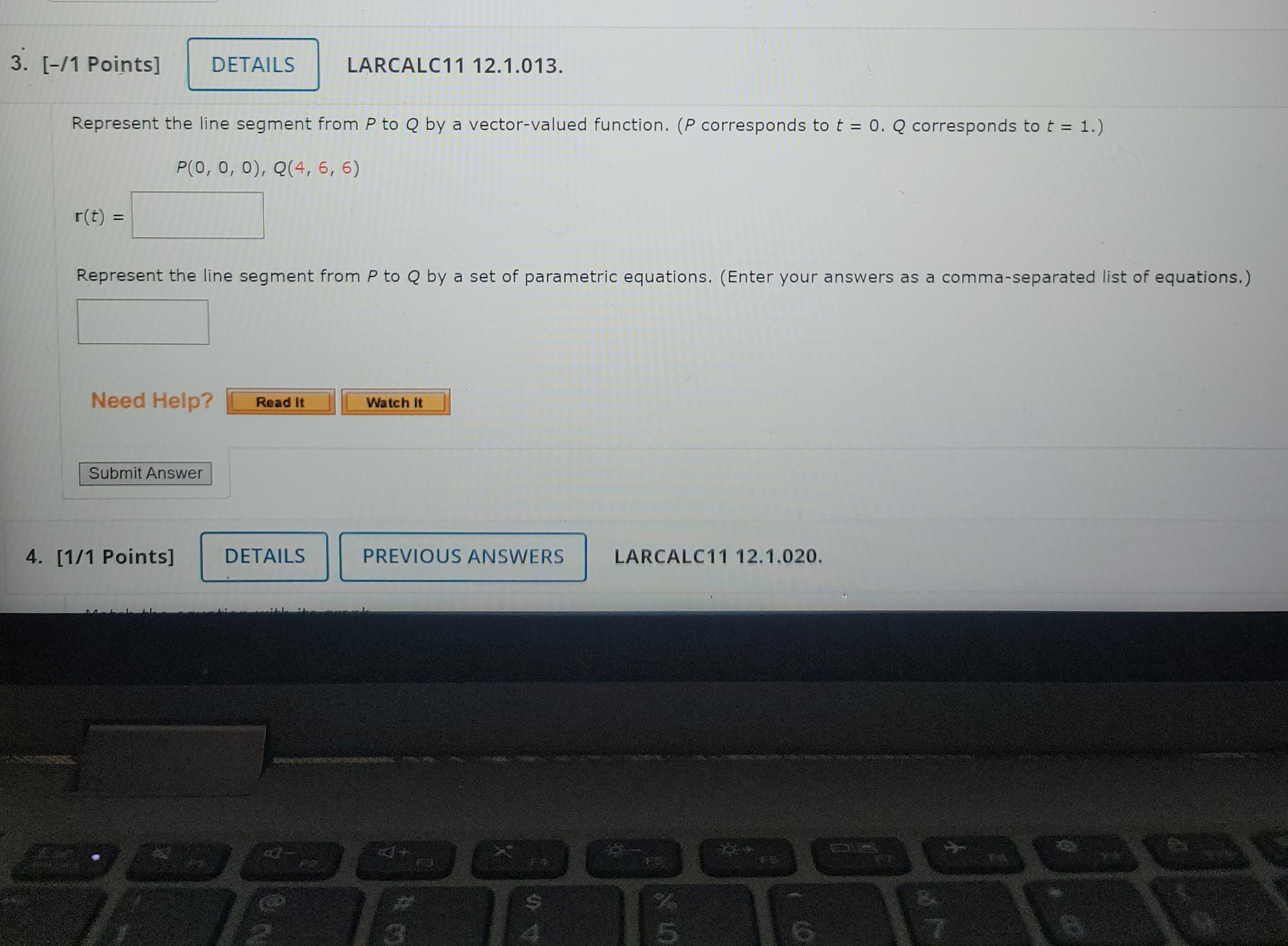 [-/1 Points] DETAILS LARCALC11 12.1.007. Find the domain of the vector-valued function.