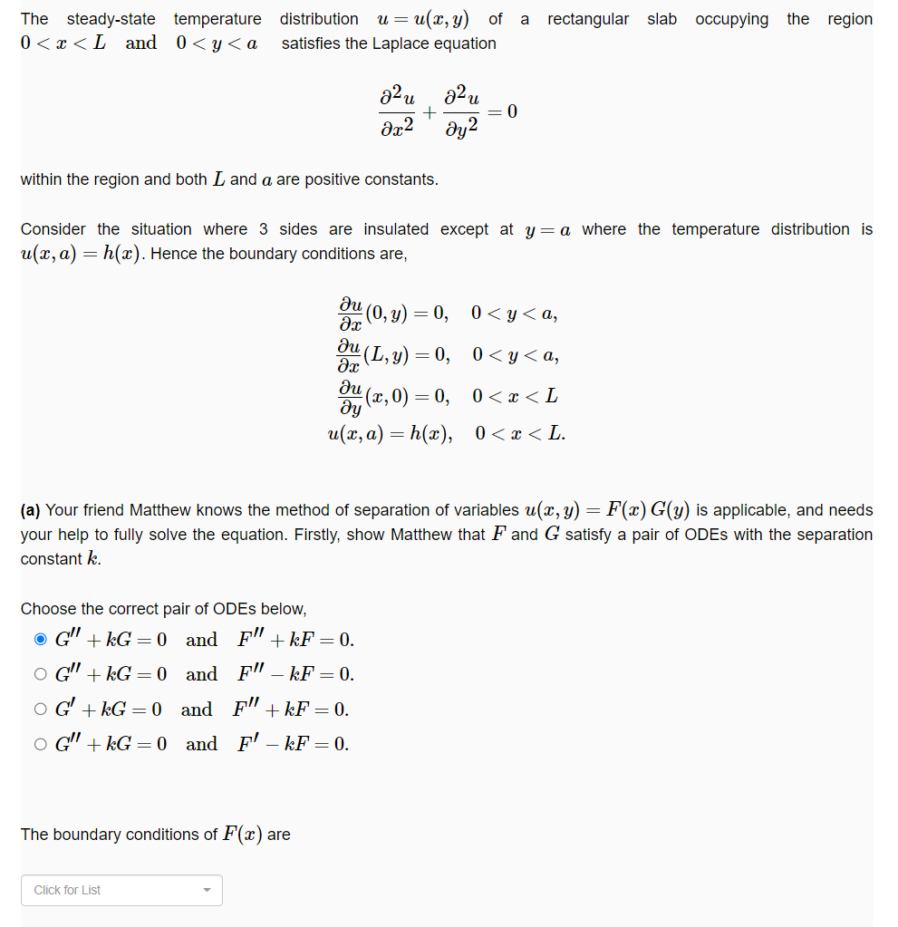  Can someone help please: The steady-state temperature distribution u = u(x,
