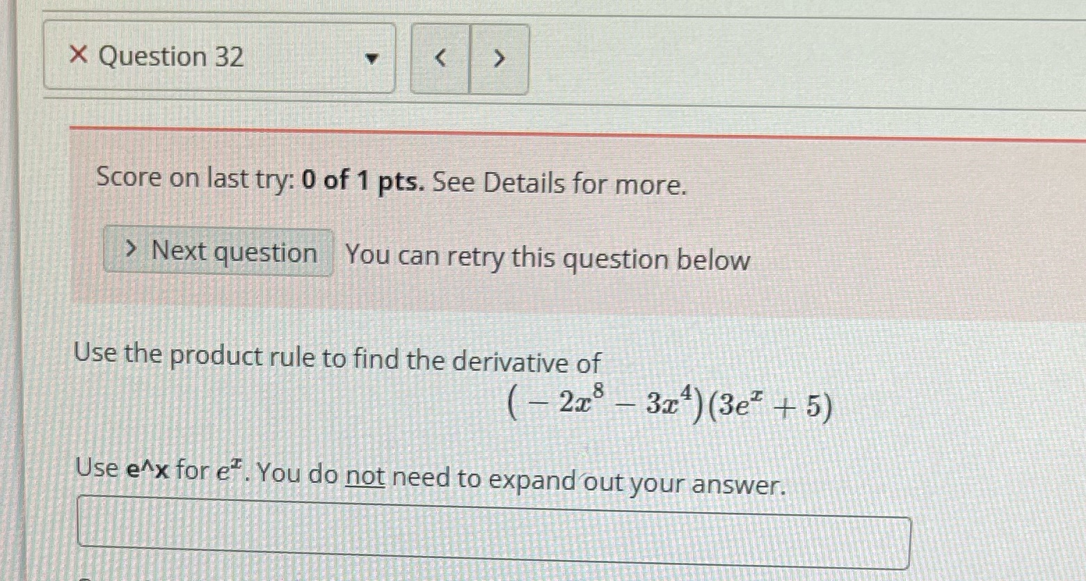 X Question 32 V A Score on last try: 0 of