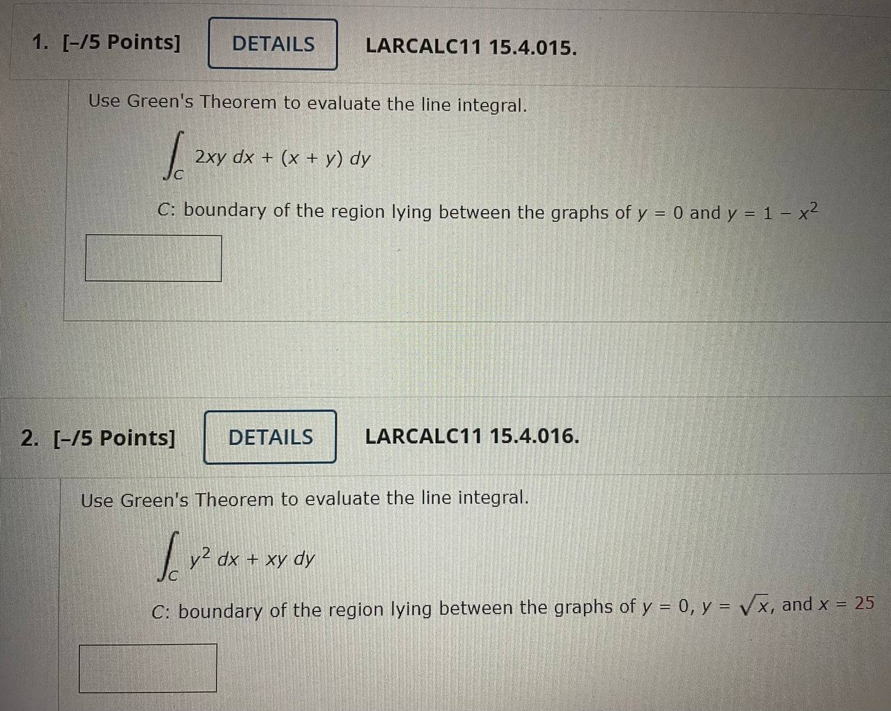  pleas3 typ3 the final answ3rs.1. & 2 1. [-/5 Points] DETAILS