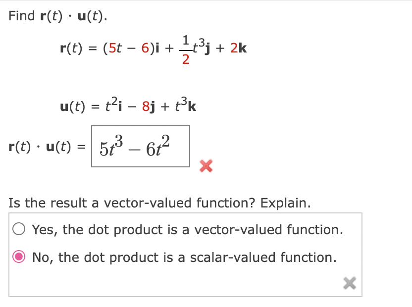  Find r(t) . u(t). r(t) = (5t - 6)i+ _+3j +