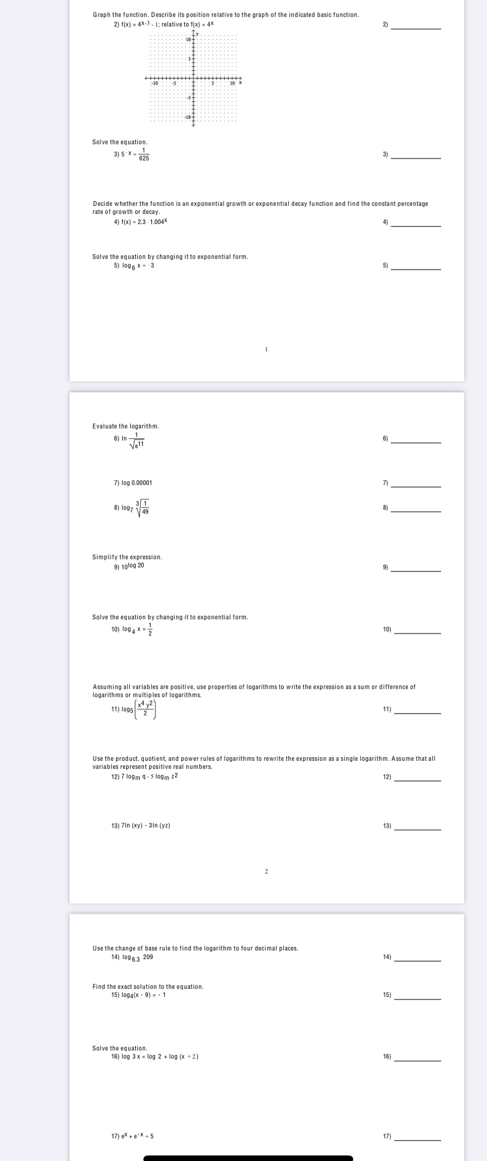  Please help me with work so I understand! Graph the function.