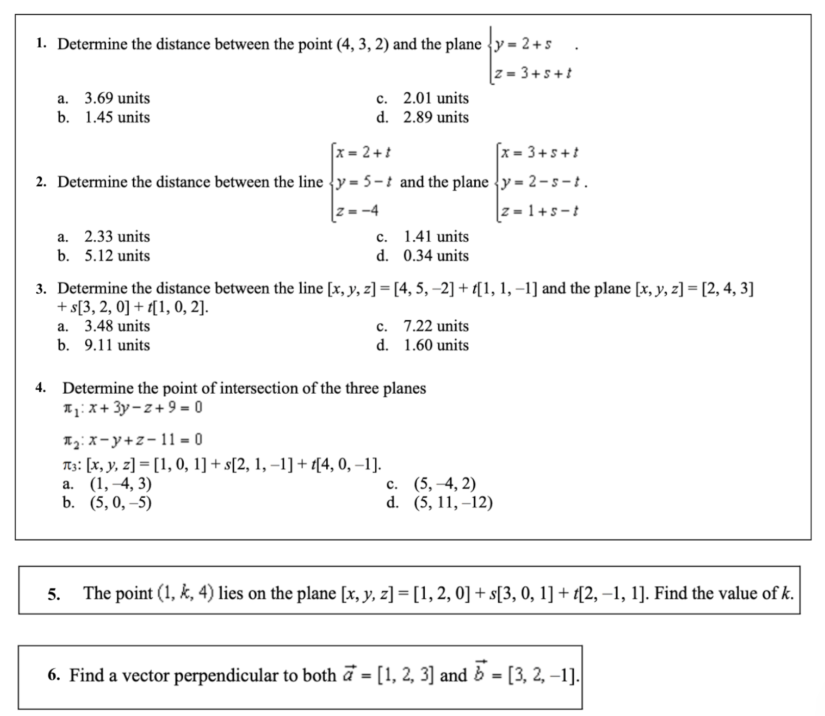 and the plane y = 2 + 5 z = 3 +