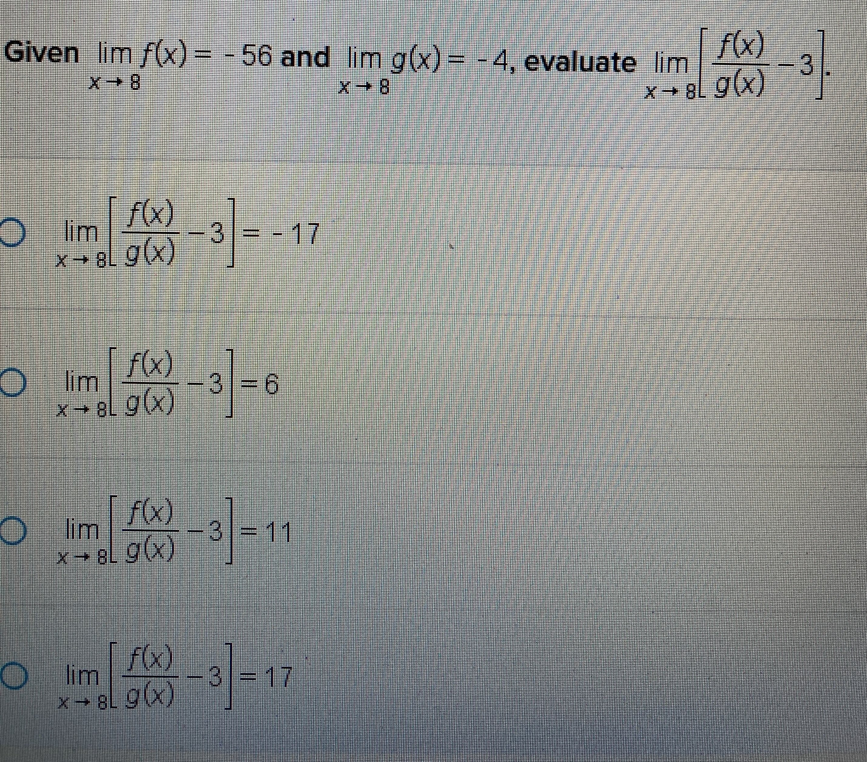 evaluate lim F(x ) 3 X - 8 X - 8 x