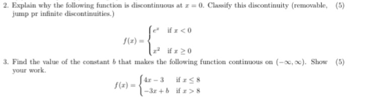 the following function is discontinuous at z = 0. Classify this discontinuity