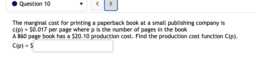 860 page book has a $20.10 production cost. Find the production cost