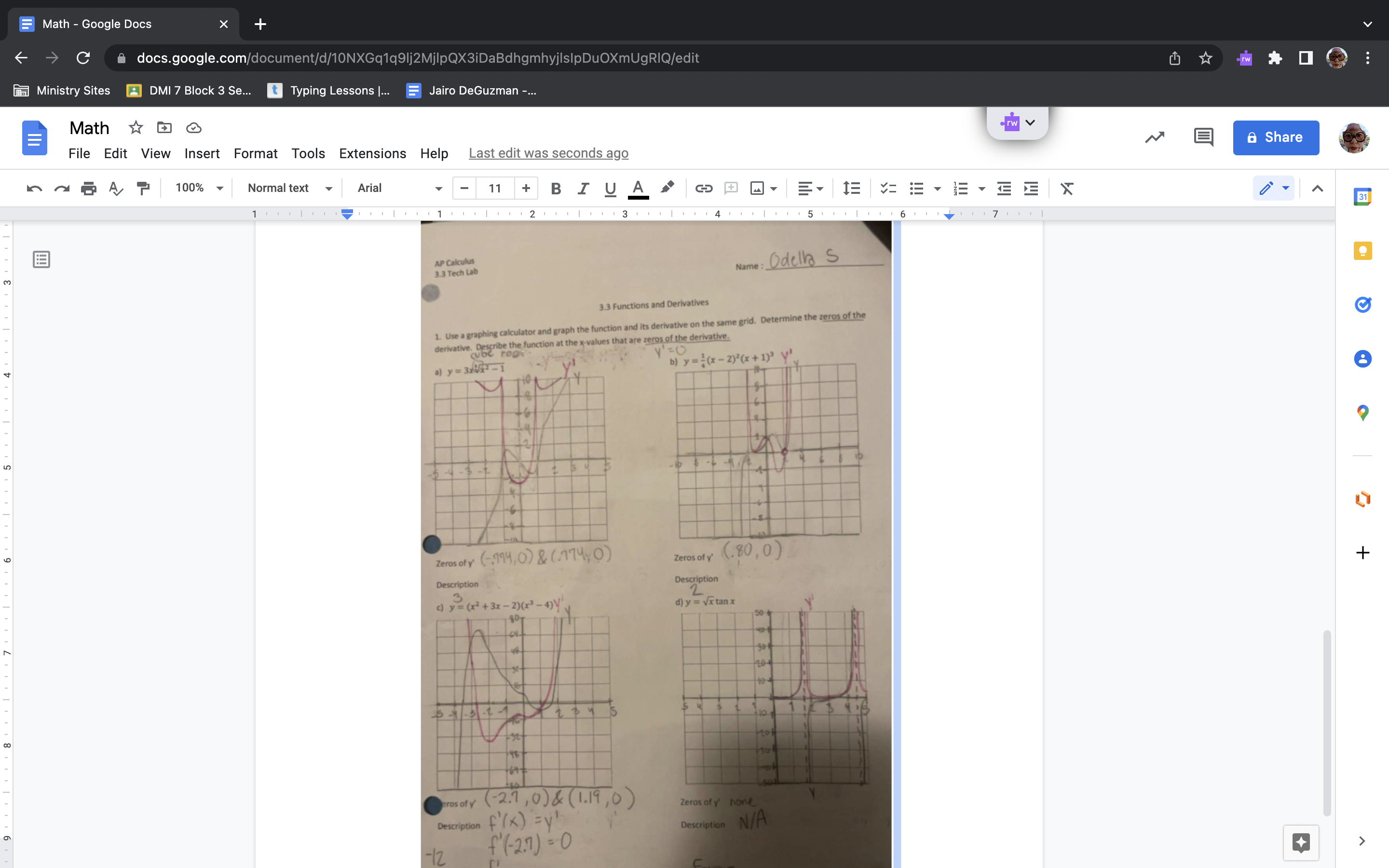 of the derivative Math - Google Docs C docs.google.com/document/d/10NXGq1q91j2MilpQX3iDaBdhgmhyjlslpDuOXmugRIQ/edit Ministry Sites DMI