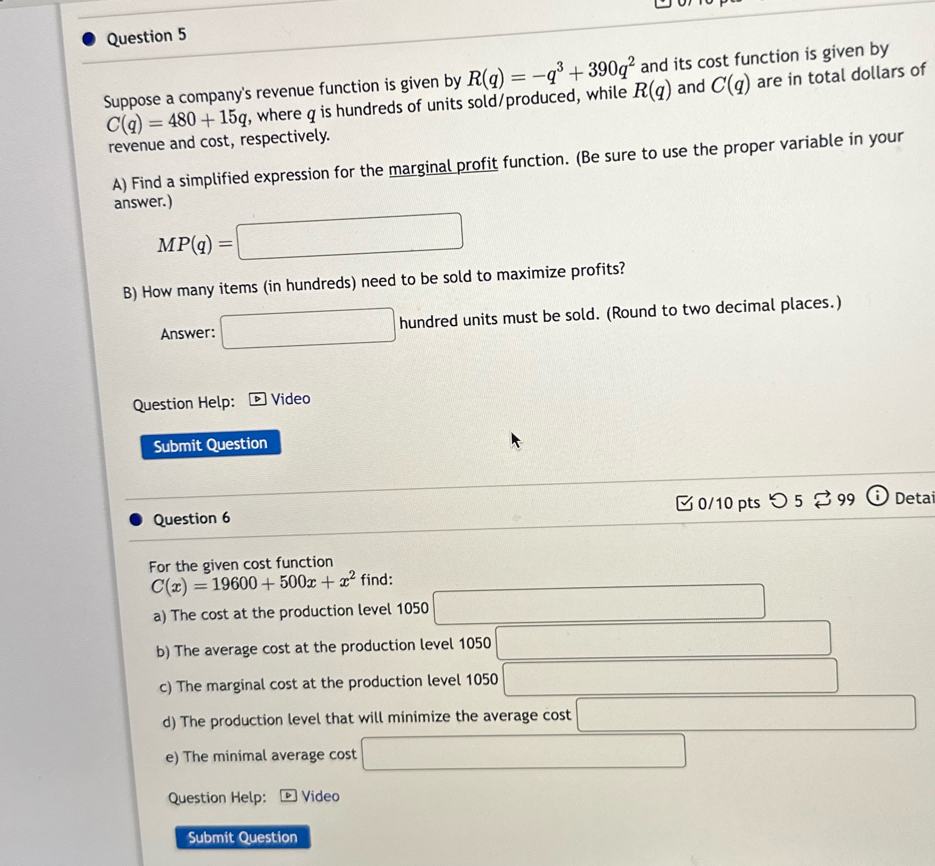  Need help with 5 and 6 please Question 5 Suppose a