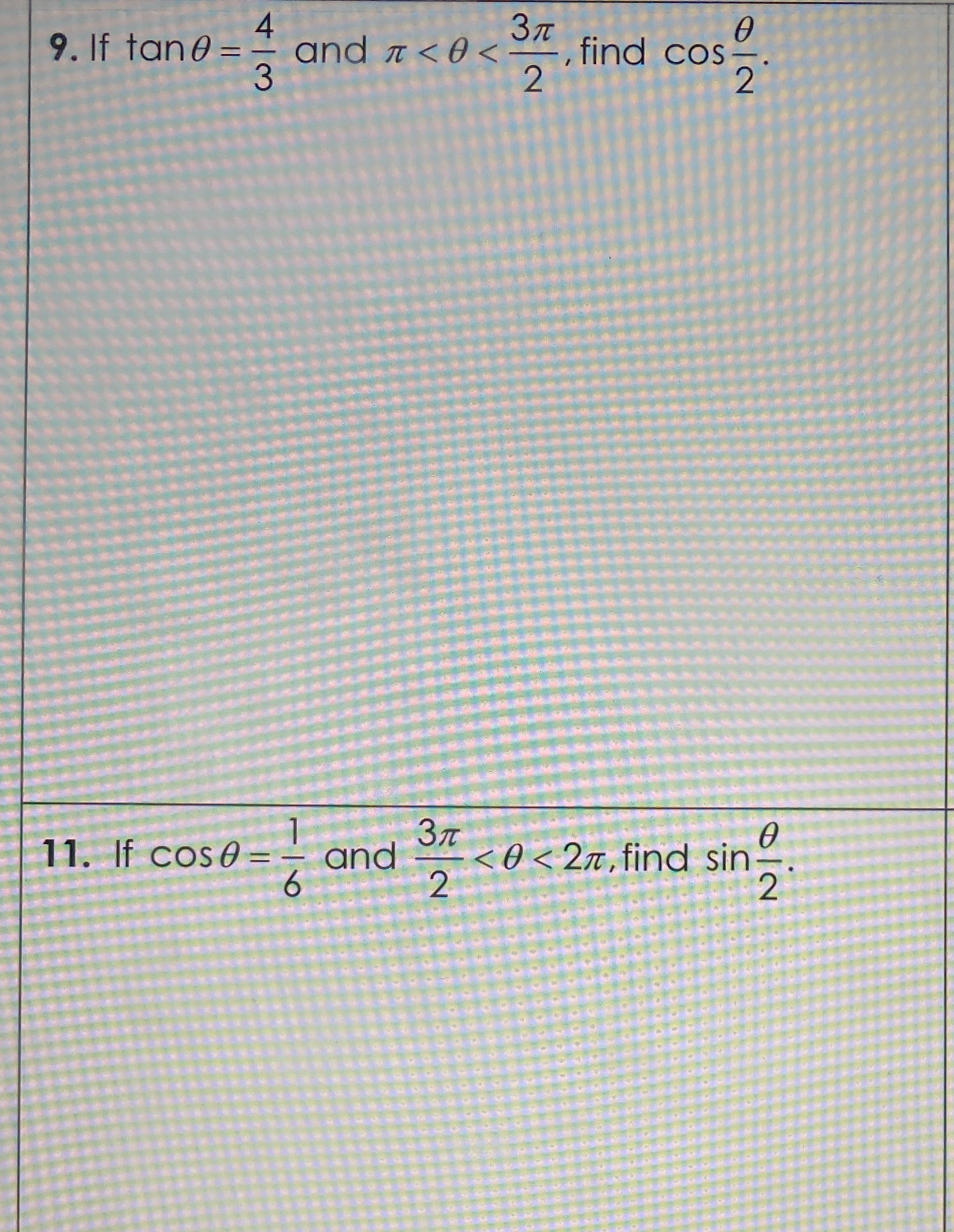 and < O < 2m, find sin