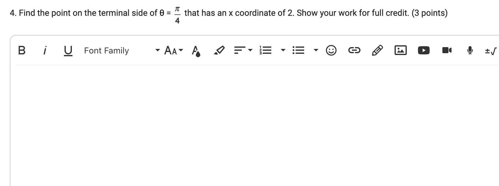 credit. (3 points) 20 x 2. Evaluate cot 45 without using a