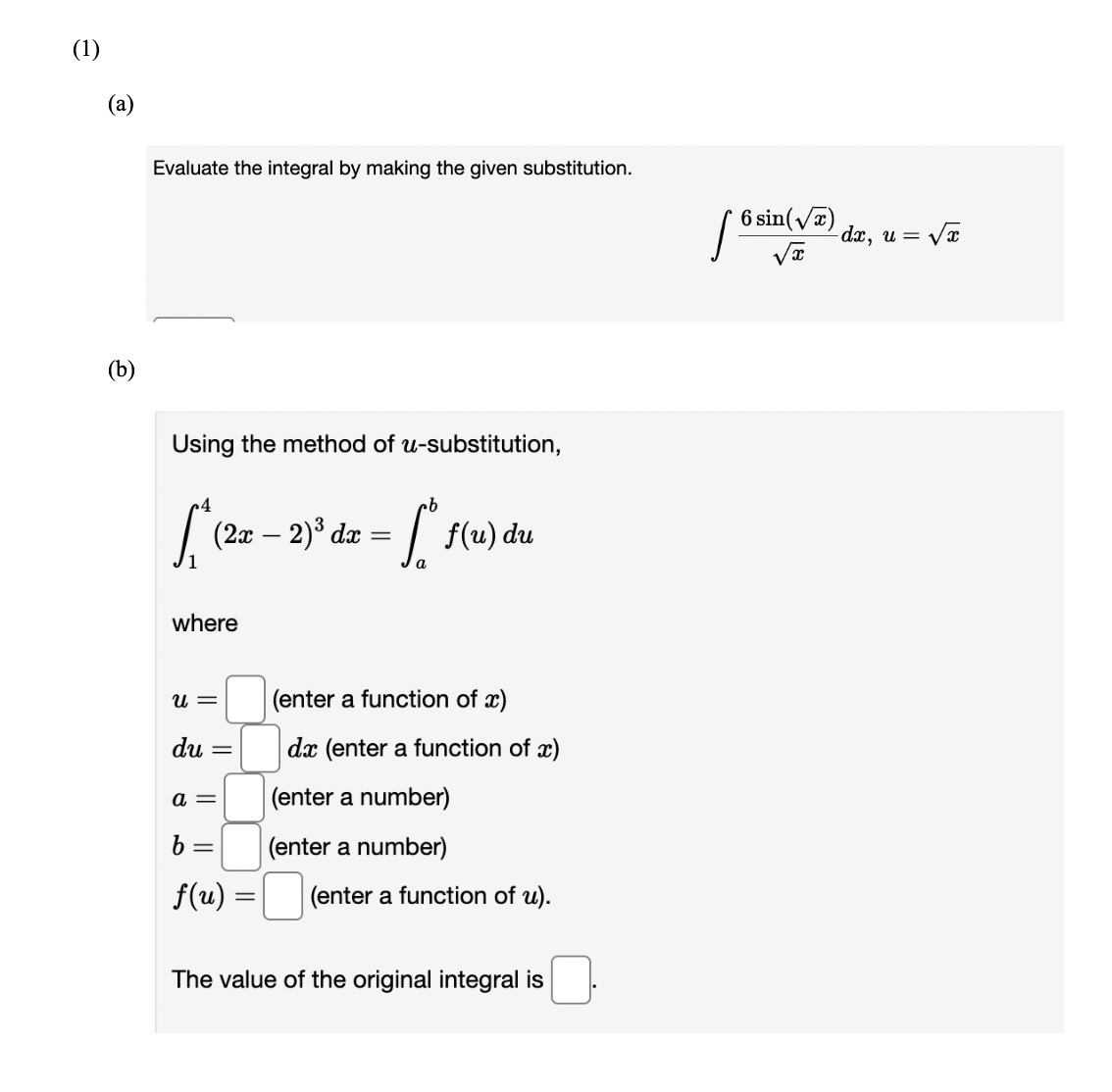 Using the method of usubstitution, 4623: 2)3 d2: = f: u) do