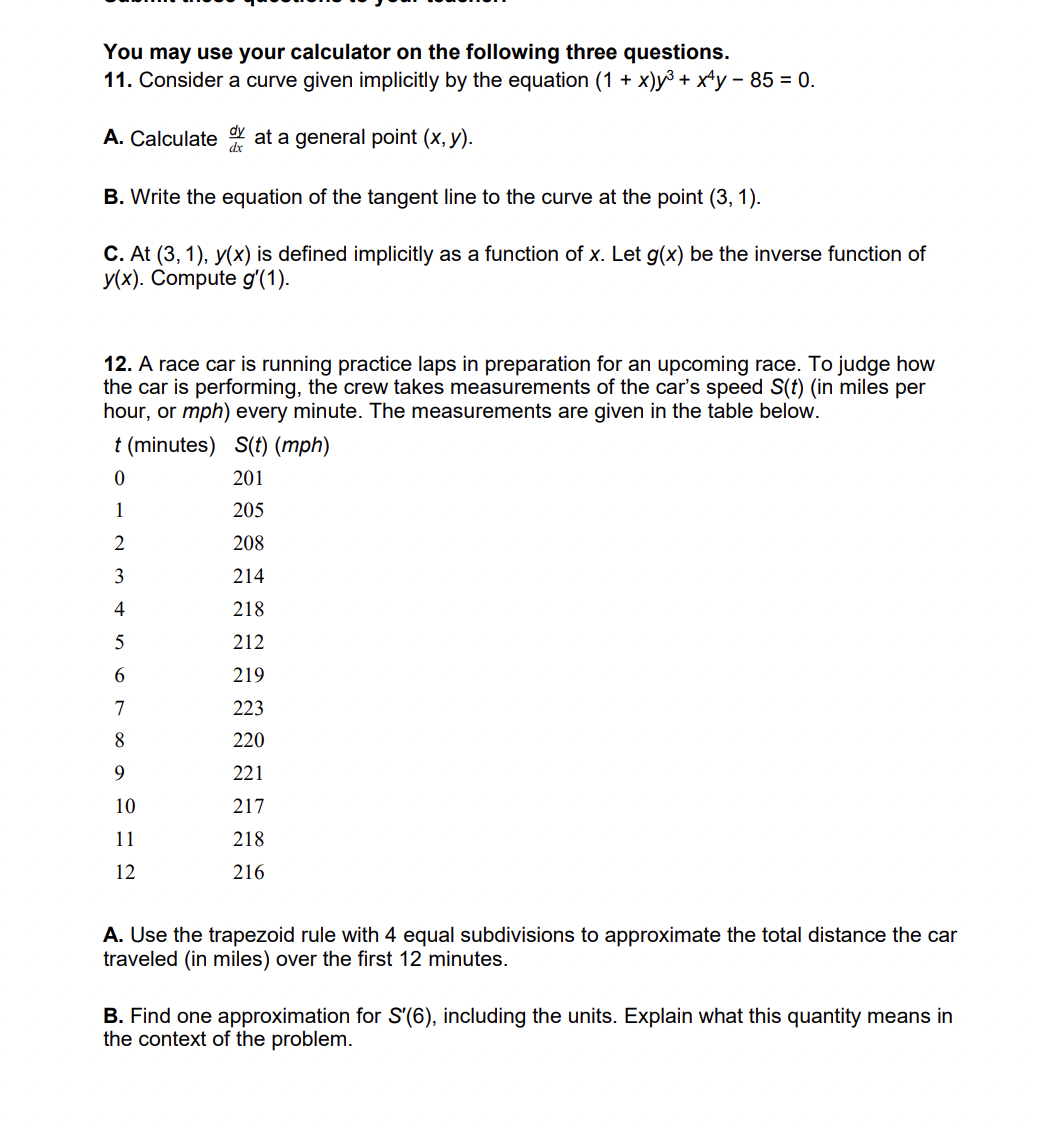 the tangent line to the curve at the point (3, 1). C.
