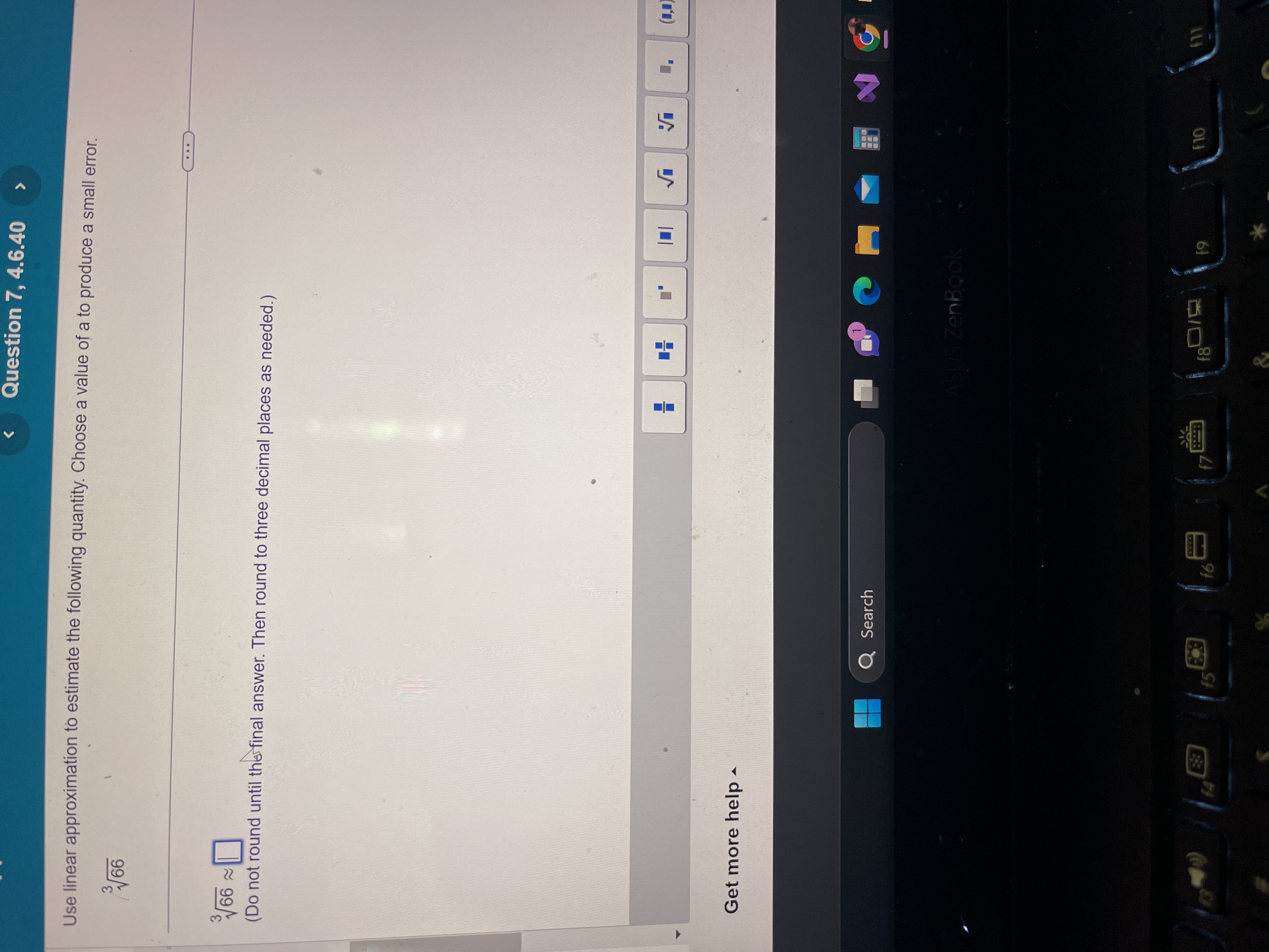 Choose a value of a to produce a small error. 66 V66