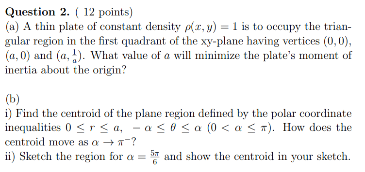 density p(x, y) = 1 is to occupy the trian- gular region
