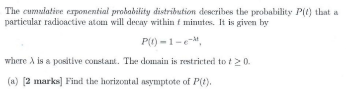 horizontal asymptote of P(t).\f(c) [3 marks] Draw a large sketch of the