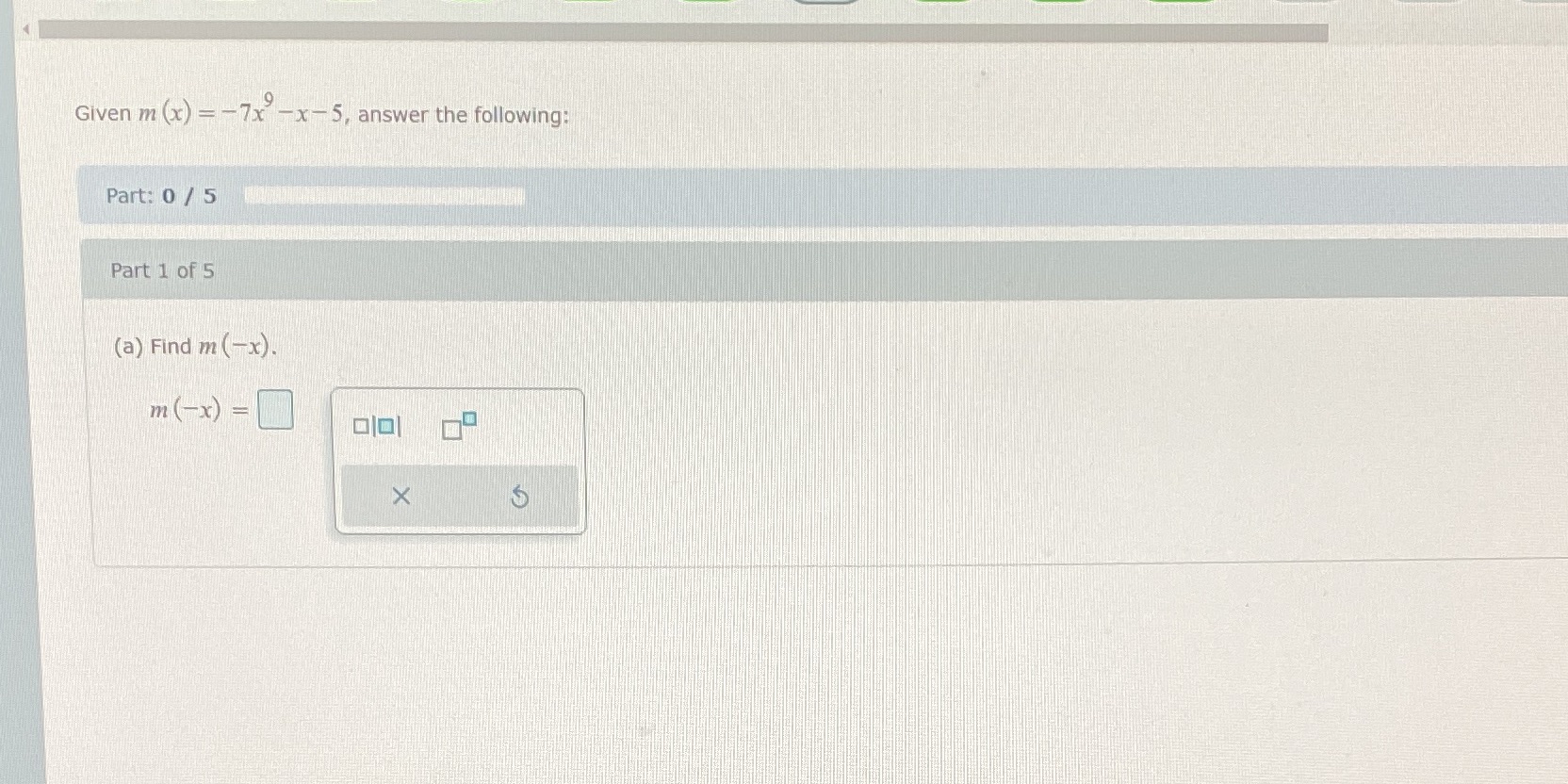 5 Part 1 of 5 (d) Find mex).