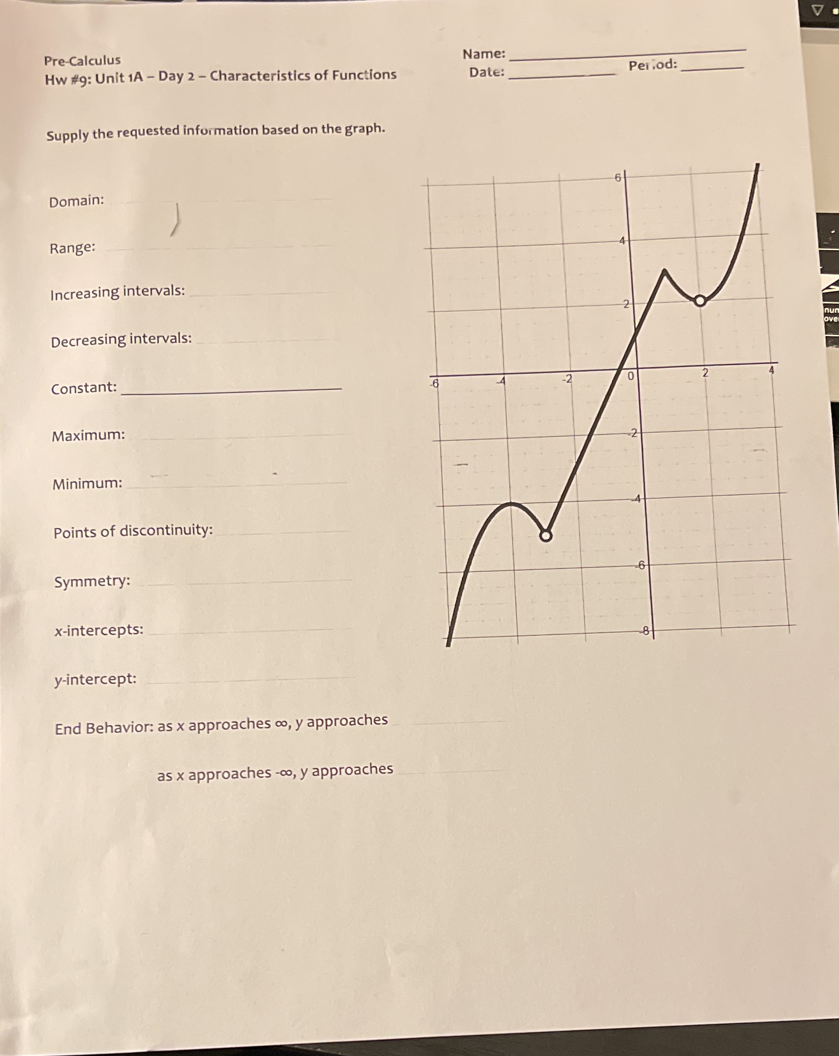  Help 4 Pre-Calculus Name: Hw #9: Unit 1A - Day 2