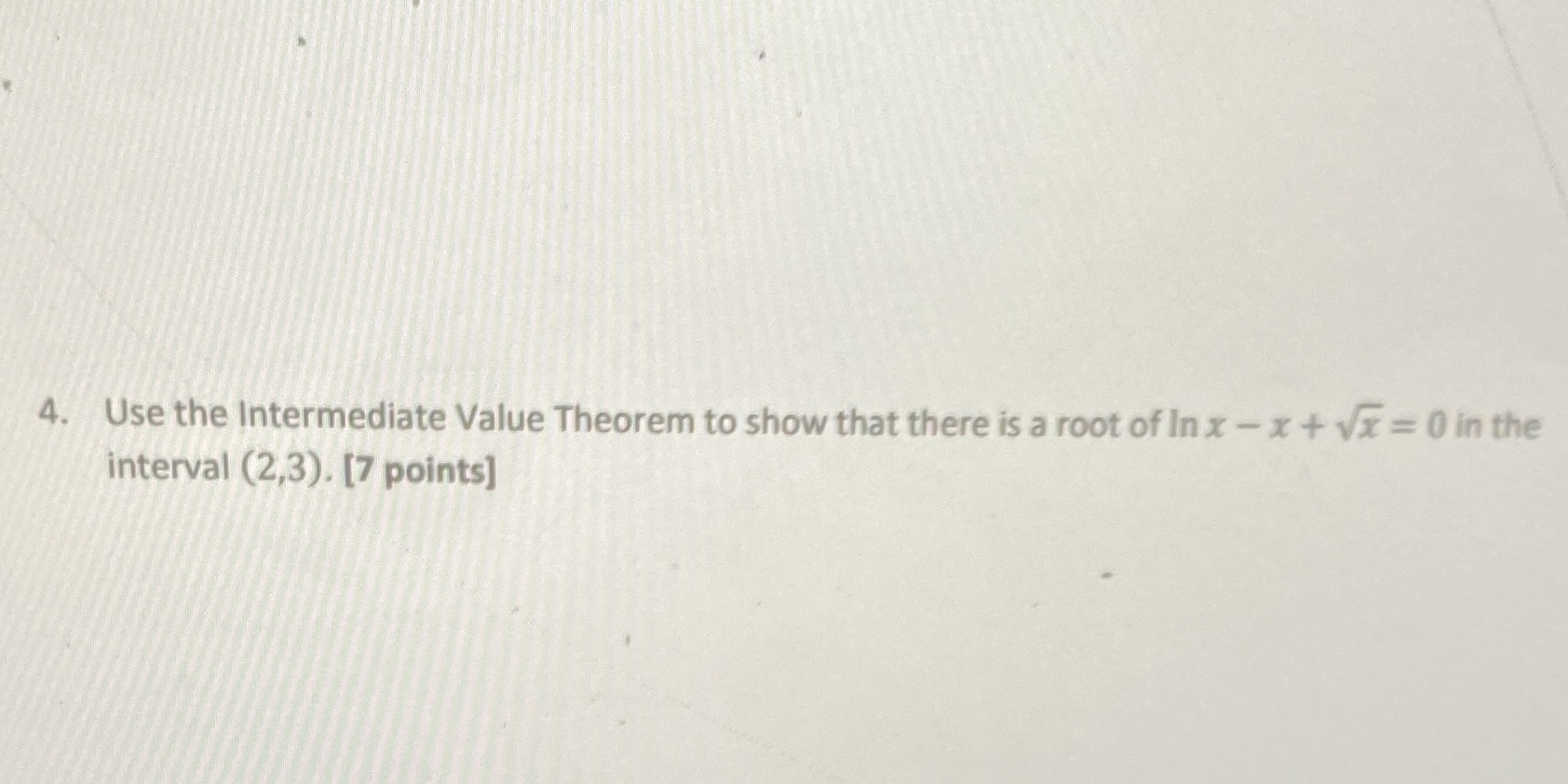 a root of In x - x + vx =0 in the