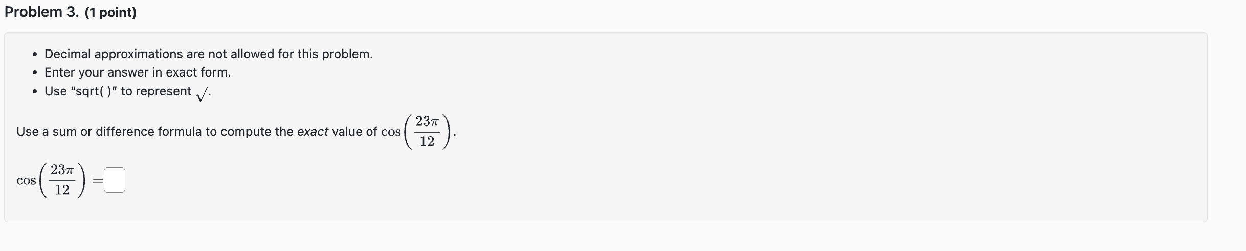 )\" to represent \\/. 237r Use a sum or difference formula to