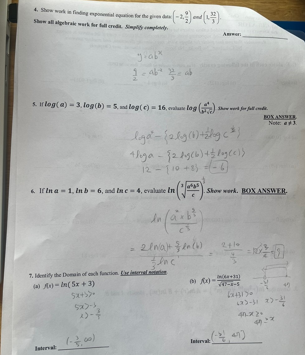 (- 2, 2 ) and (1,32 ] Show all algebraic work for
