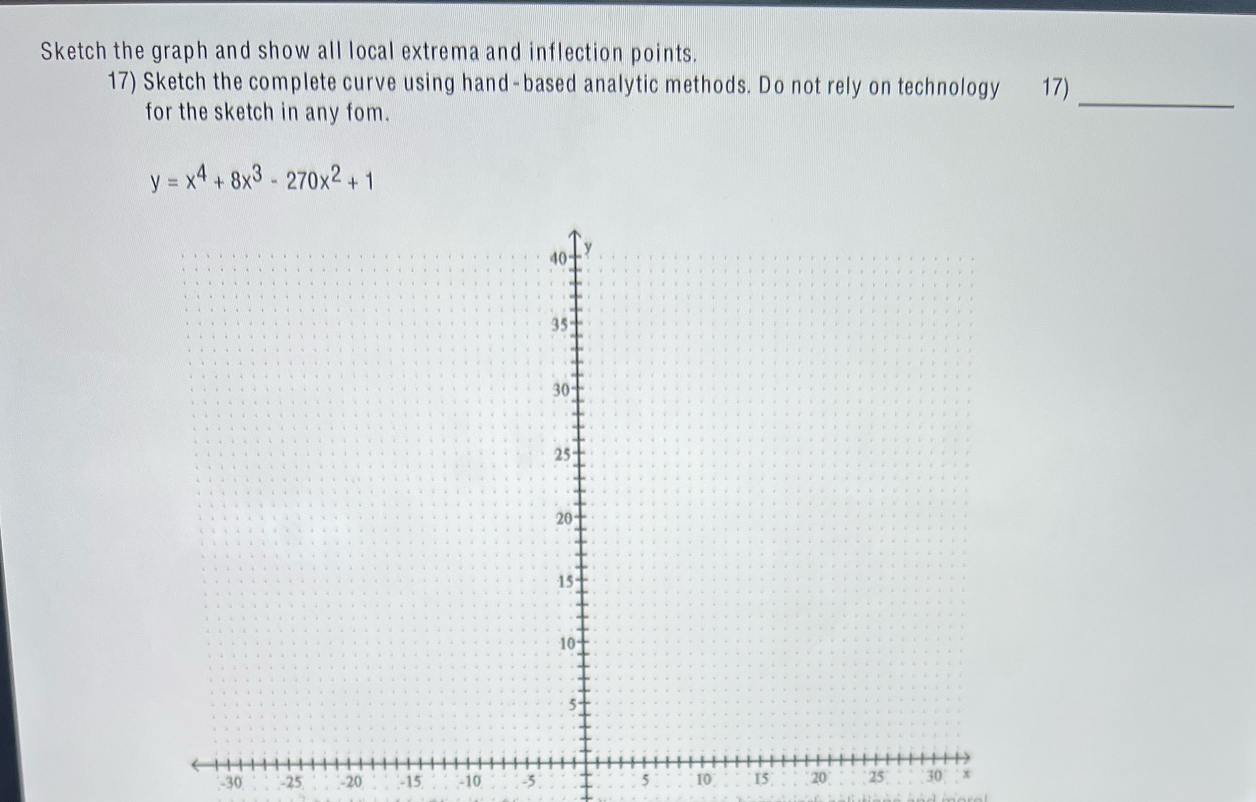 and inflection points. 17) Sketch the complete curve using hand -based analytic