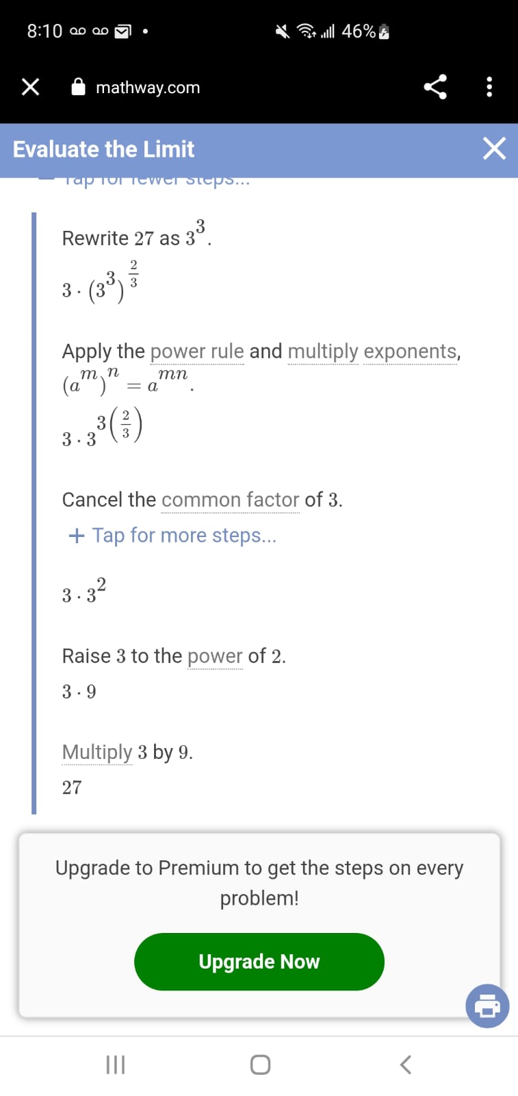  8:10 Q0 00 M . Call 46% % X mathway.com .
