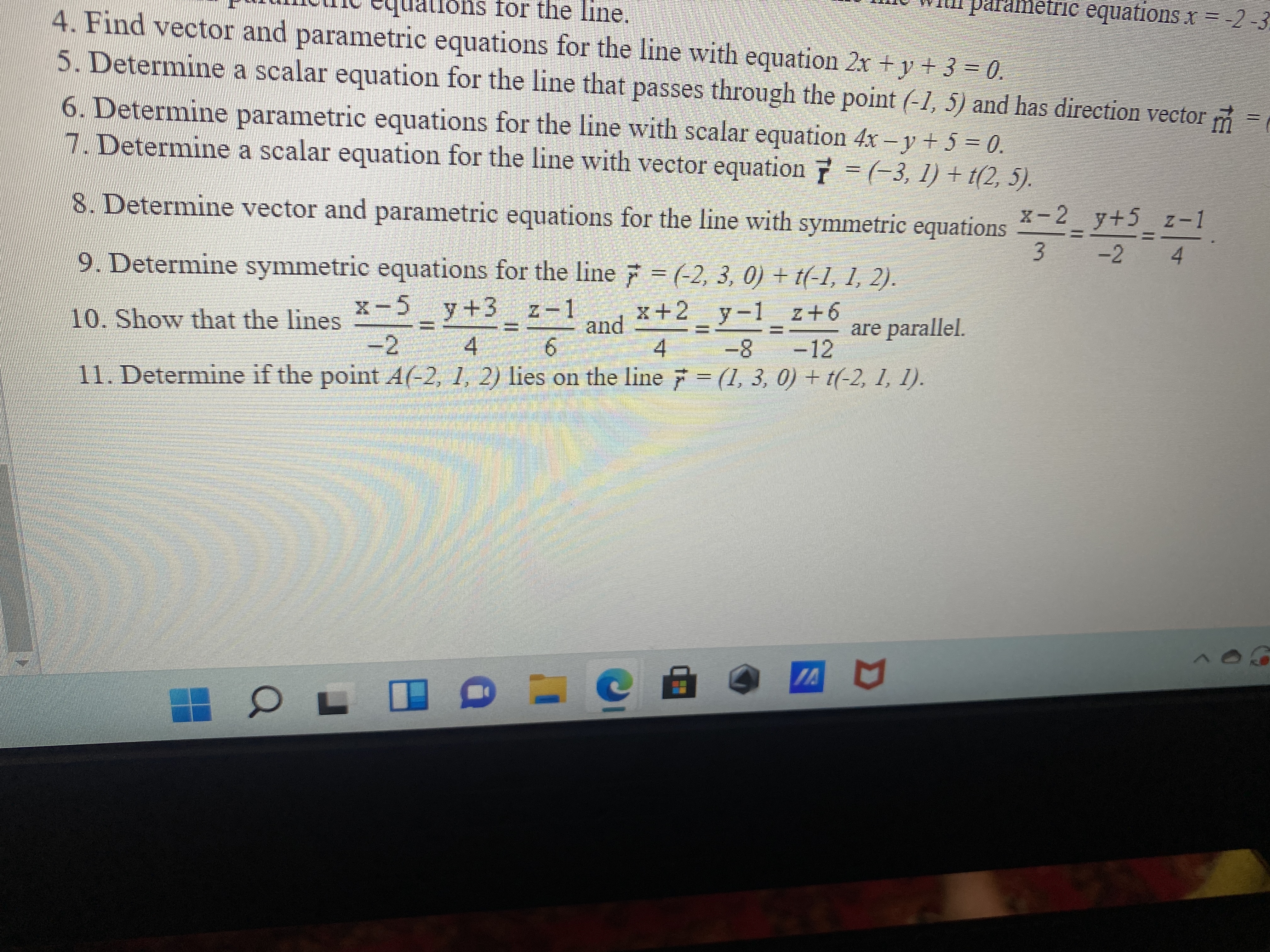  uations for the line. parametric equations x -2 - 4. Find