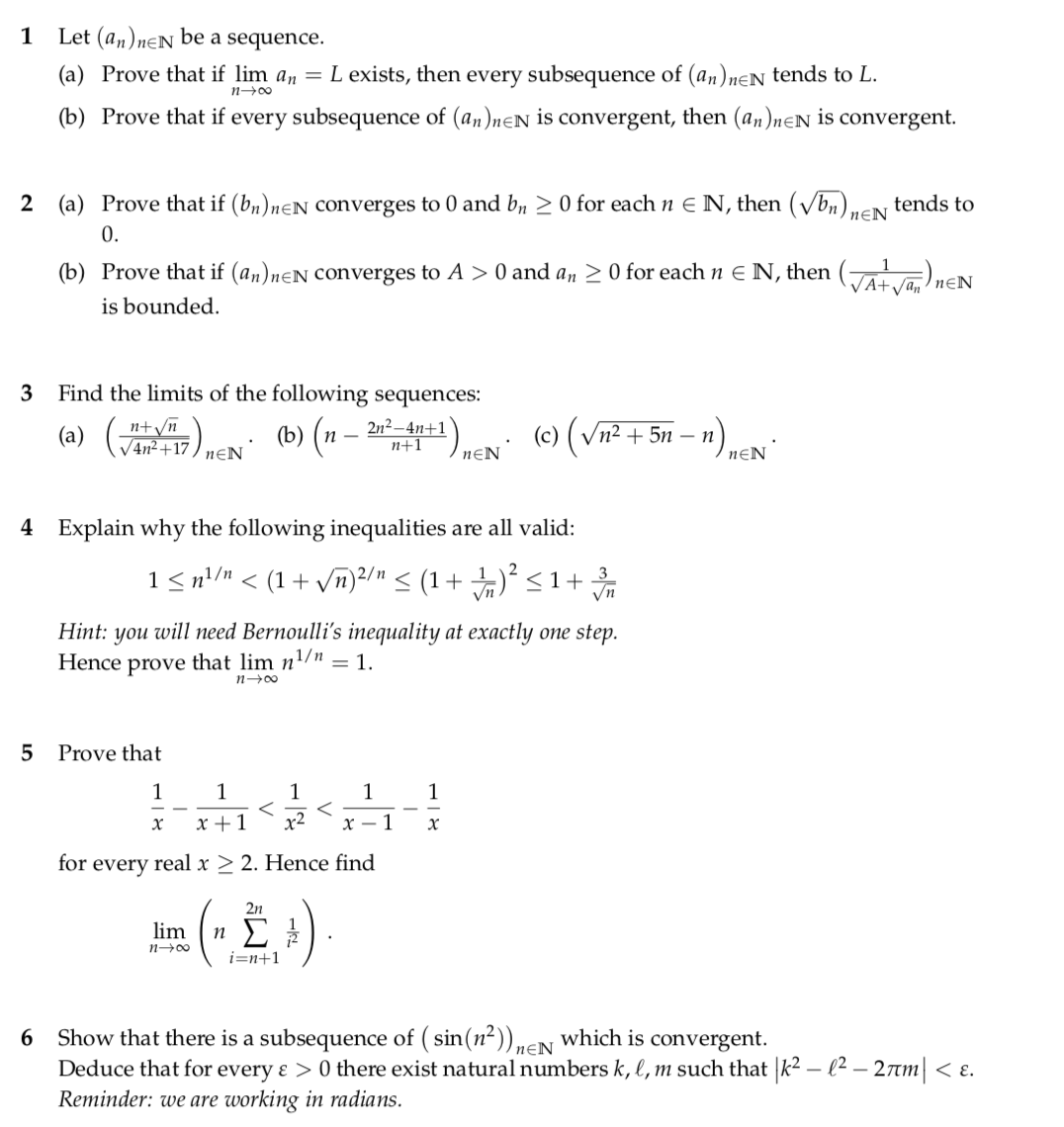 lim an = L exists, then every subsequence of (an)ner tends to