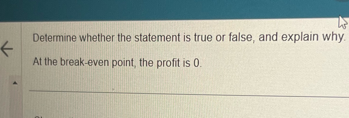 the break-even point, the profit is 0.