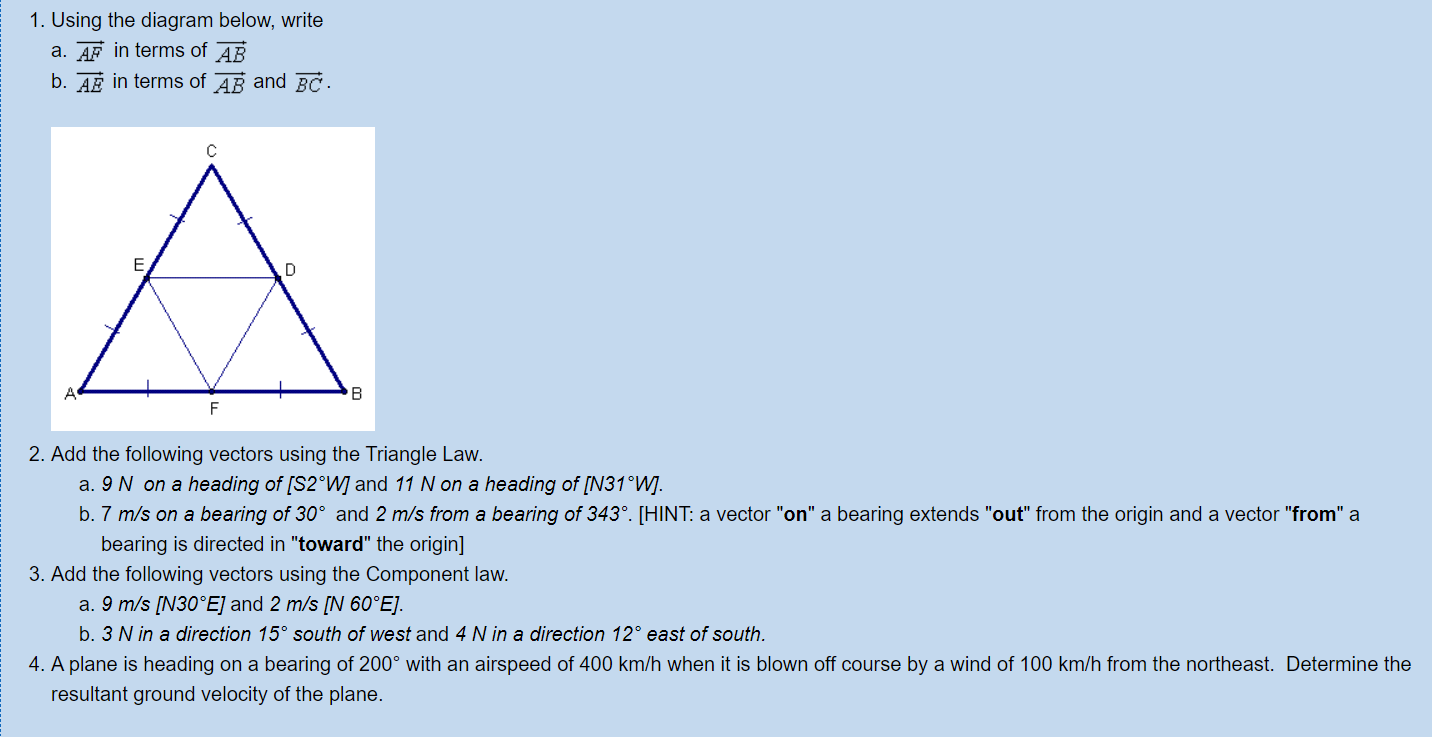 AB b. AF in terms of AB and BC. C E D