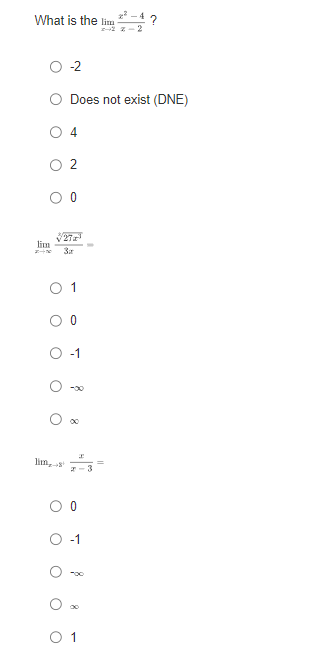 below: -J- 0 -3 -2 2 -2 O limit does not exist
