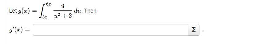 Let g(x) 9 du. Then