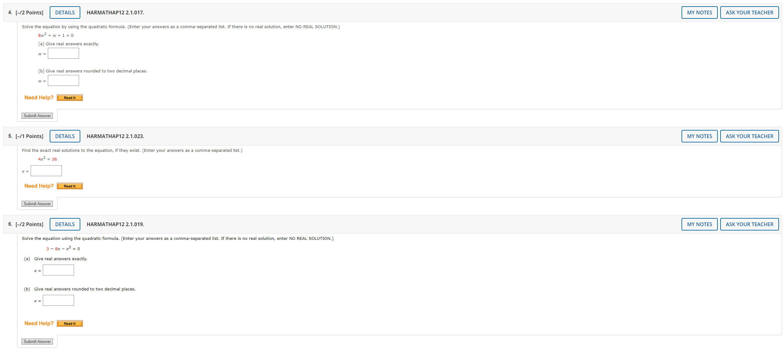 a comma-separated list. If there is no real solution, enter NO REAL