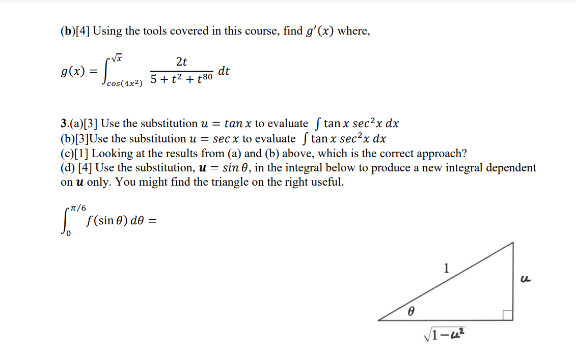  (b) [4] Using the tools covered in this course, find g'(x)