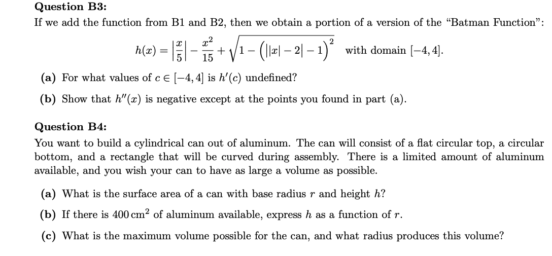  Question B3: If we add the function from B1 and B2,