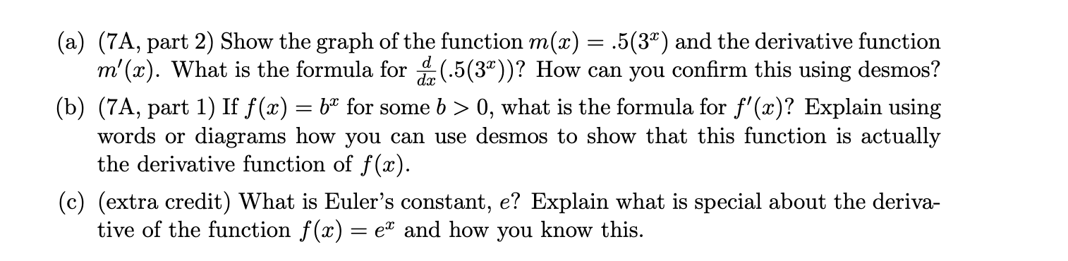  (a) (7A, part 2) Show the graph of the function m(x)