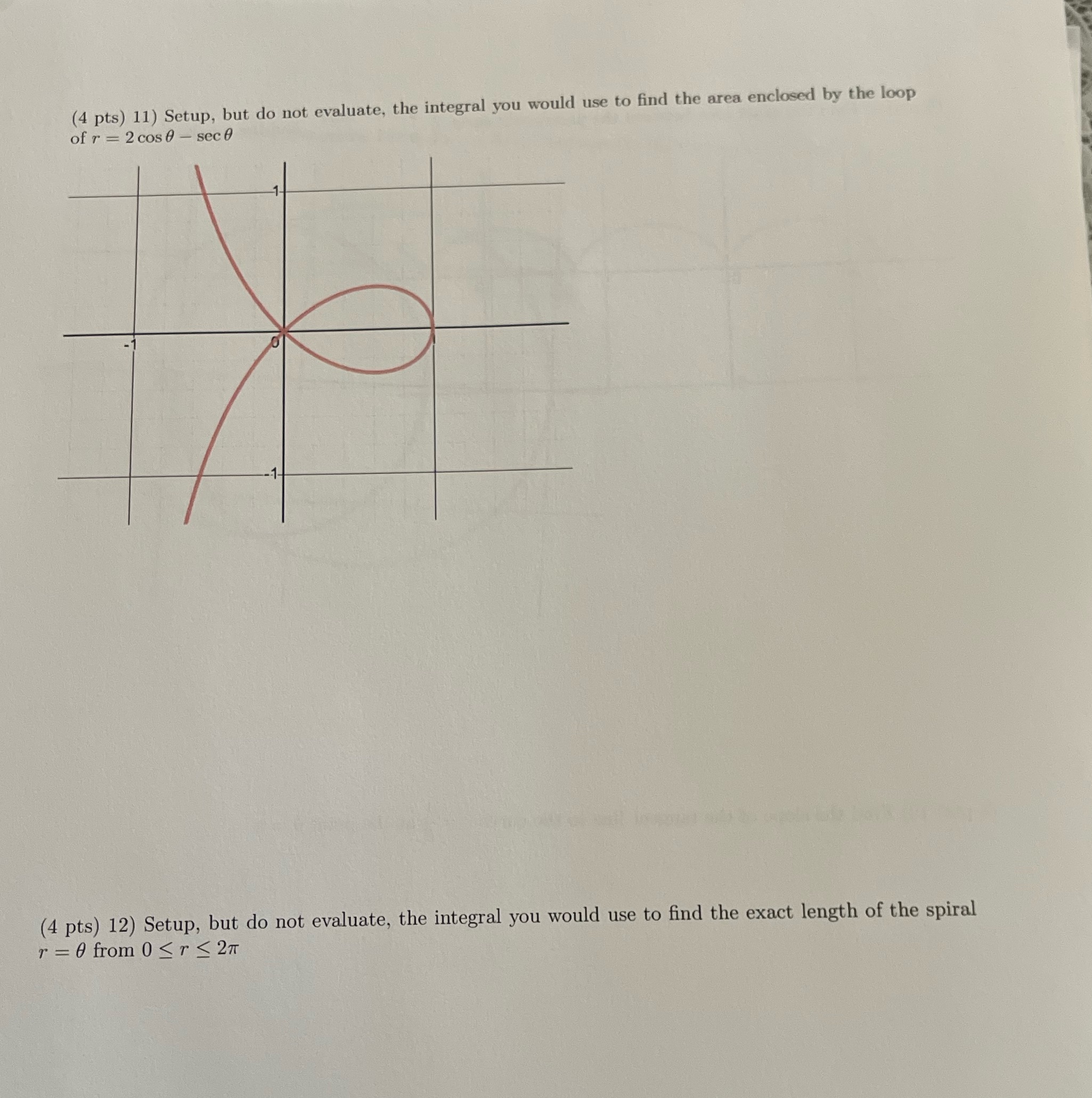 would use to find the area enclosed by the loop of r