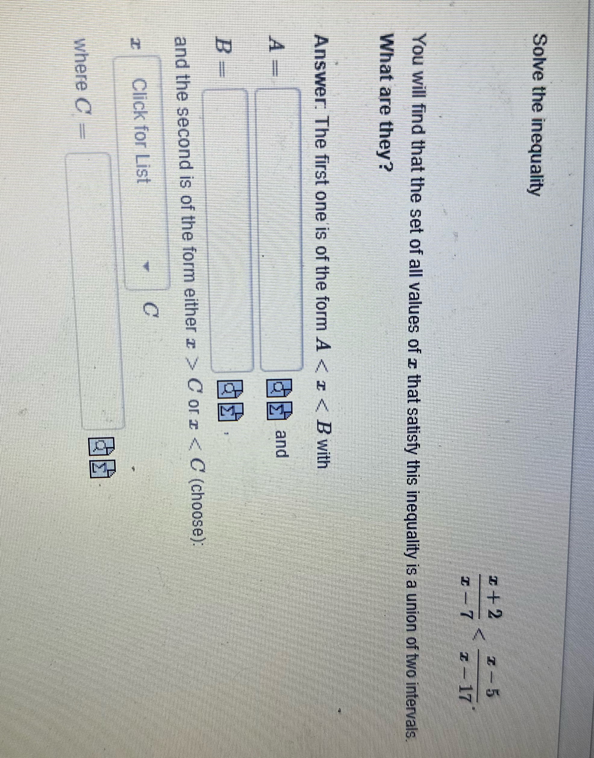 Solve the inequality C - I - 17 You will find