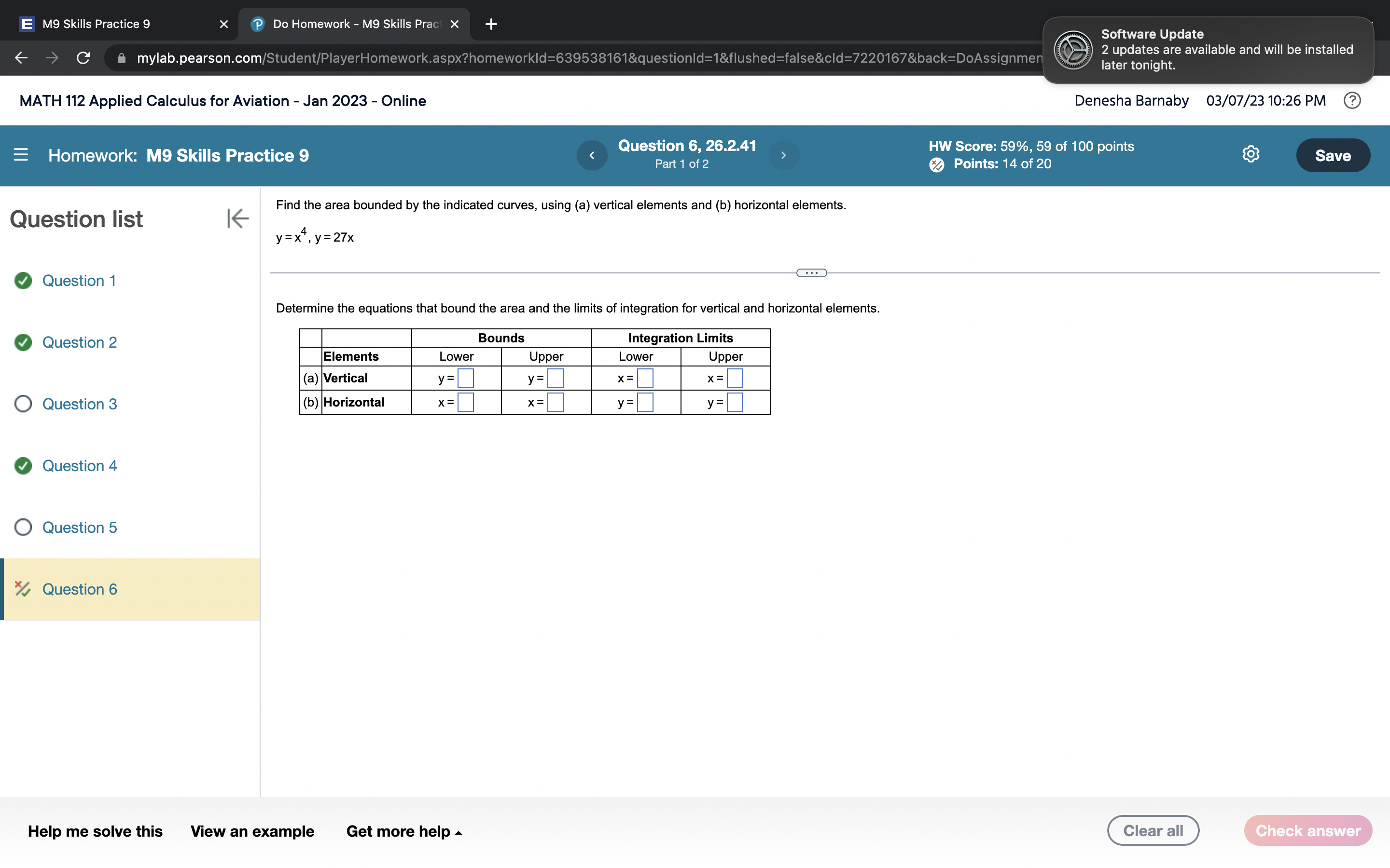 installed 6 C ; mylabtpearsontcom Iatertonight. MATH 112 Applied Calculus for Aviation