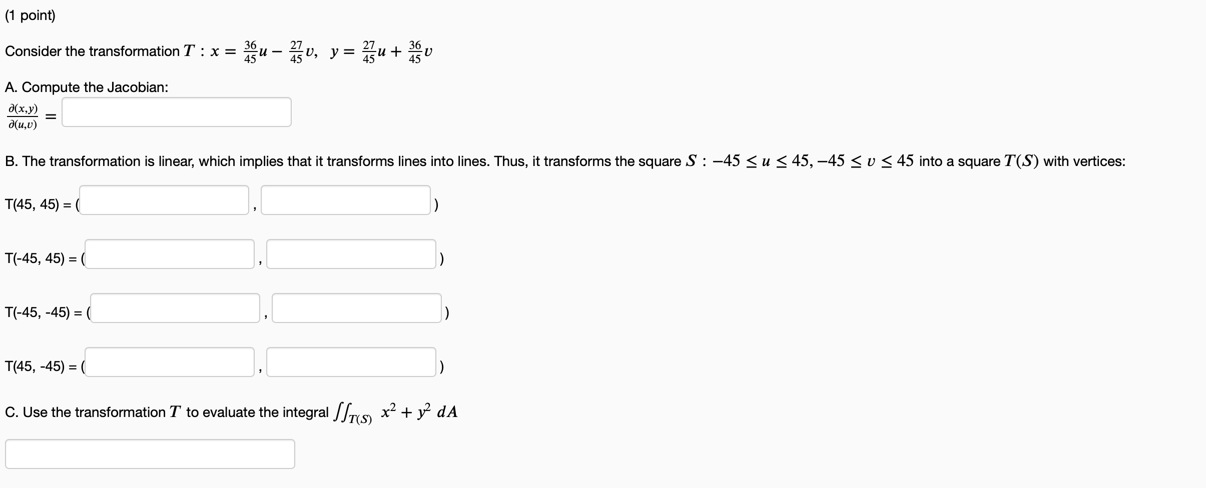  (1 point) 36 27 . , . _ _ _ _