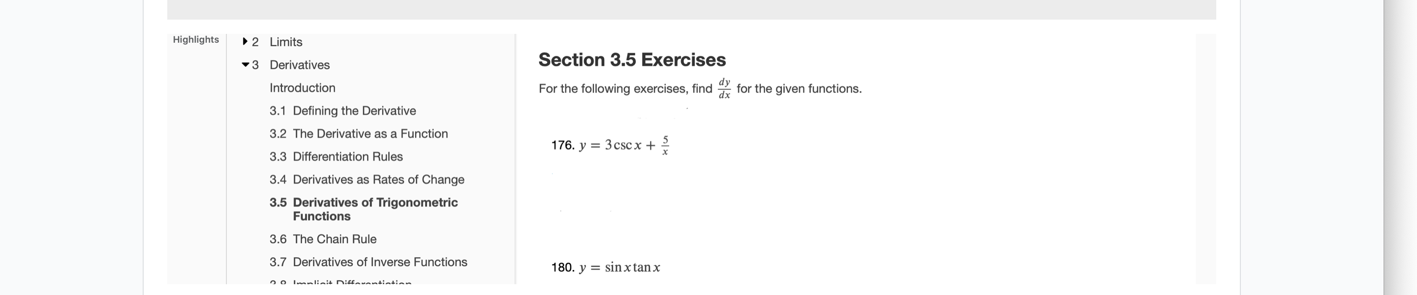 following exercises, find ax for the given functions. 3.1 Defining the Derivative
