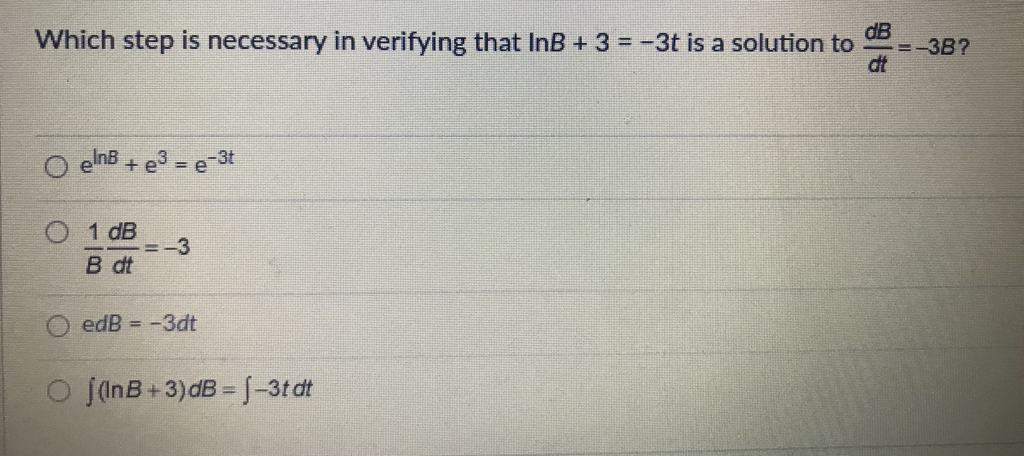  Which step is necessary in verifying that InB + 3 =