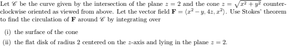 plane = = 2 and the cone = = vx2 + yz