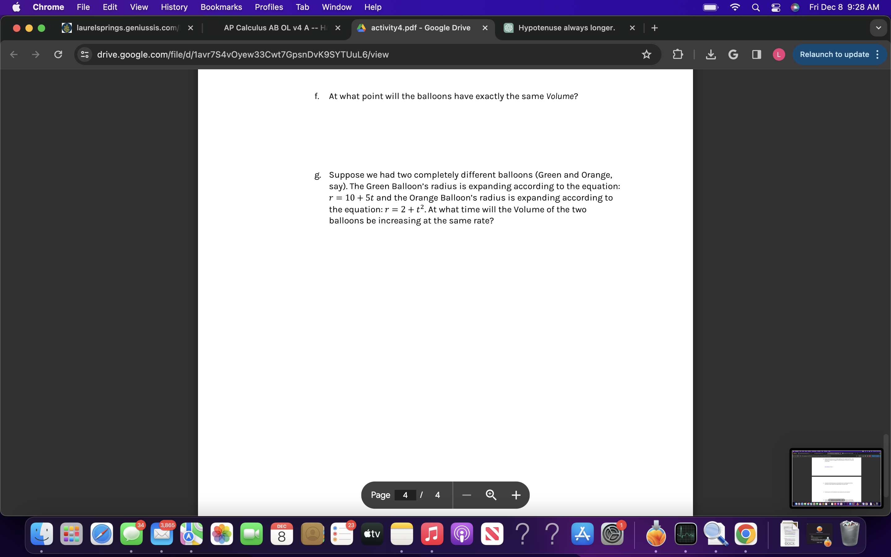 X \\ activity4.pdf Google Drive x I Hypotenuse always longer. 0 '1: