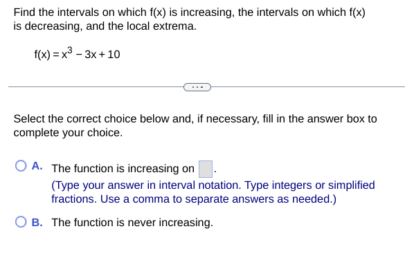 is never increasing.Find the intervals on which f(x) is increasing, the intervals