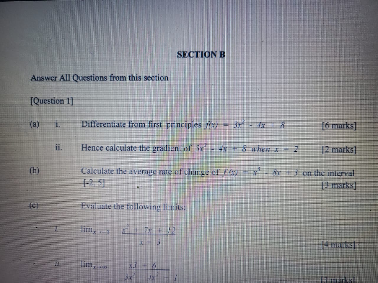 f (x) x - -2 [4 marks] (b) Find the first derivative