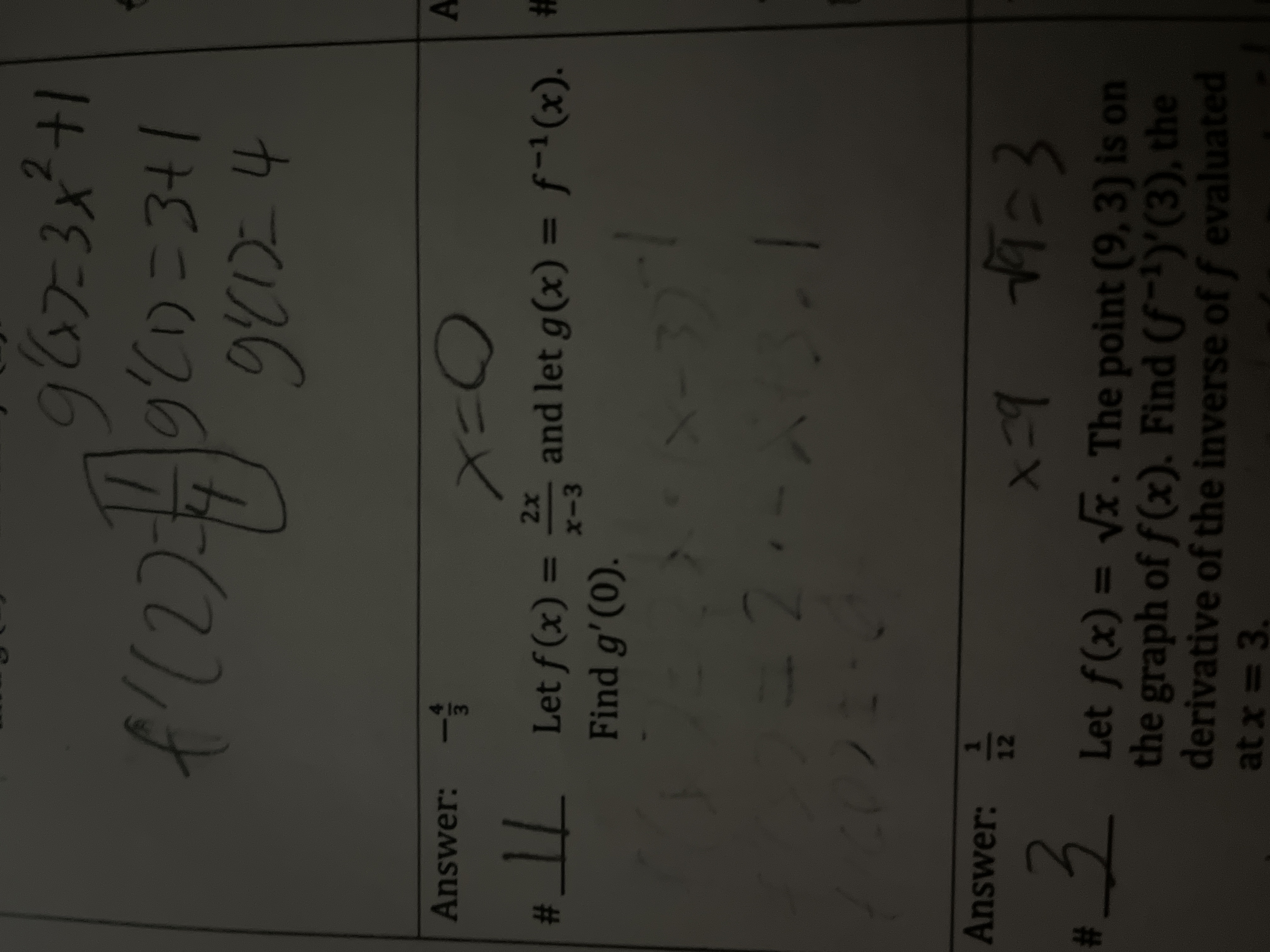  9(7- 3x +1 f ( 2 ) -34 g (1) =