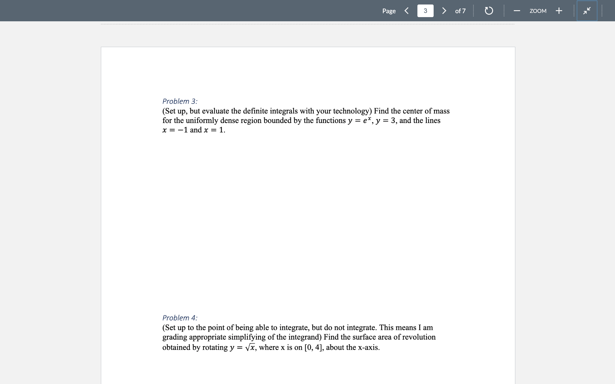 technology) Find the center of mass for the uniformly dense region bounded