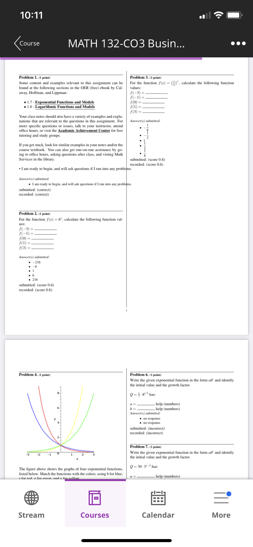  10:11 Course MATH 132-CO3 Busin... . . . Problem 1. (1